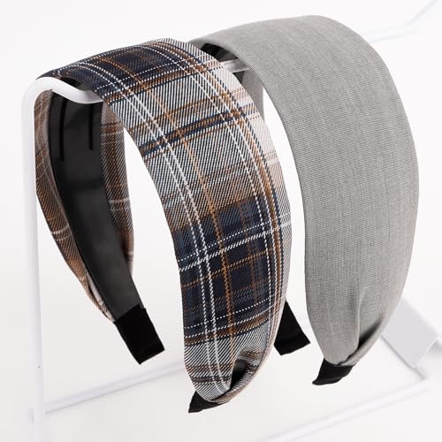 Padorul 2 Stück breite Stoff-Stirnbänder mit Schottenkaro-Muster, rutschfest, für Damen, einfache modische Haarbänder, Zubehör für den täglichen Gebrauch, Partys und Geschenke Padorul 2 Stück breite Stoff-Stirnbänder mit Schottenkaro-Muster, rutschfest, für Damen, einfache modische Haarbänder, Zubehör für den täglichen Gebrauch, Partys und Geschenke von Padorul