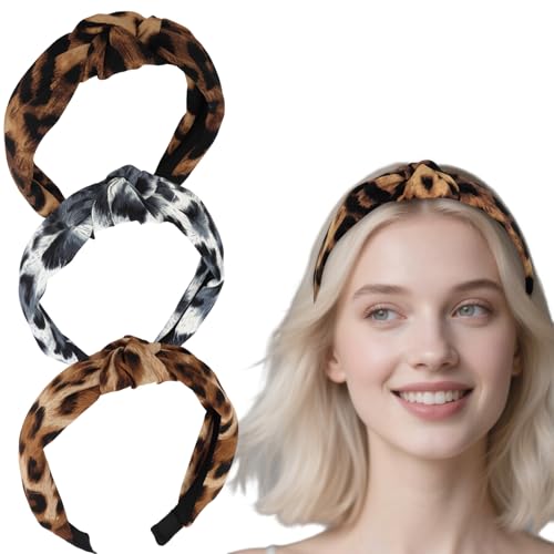 Padorul 3 x geknotete Stirnbänder mit Leopardenmuster für Damen und Mädchen, modische Haarbänder, rutschfest, Boho-Haarschmuck für den täglichen Gebrauch, Sport und Dating Padorul 3 x geknotete Stirnbänder mit Leopardenmuster für Damen und Mädchen, modische Haarbänder, rutschfest, Boho-Haarschmuck für den täglichen Gebrauch, Sport und Dating von Padorul