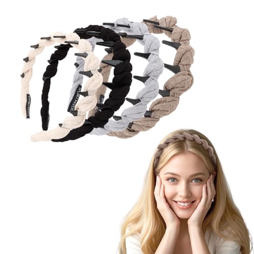 Padorul 4 Stück Twisted Haarbänder für Frauen, Haifischzahn Haarkamm Haarband, elastische Stoff-Stirnbänder mit Zähnen für alle Haartypen Padorul 4 Stück Twisted Haarbänder für Frauen, Haifischzahn Haarkamm Haarband, elastische Stoff-Stirnbänder mit Zähnen für alle Haartypen von Padorul