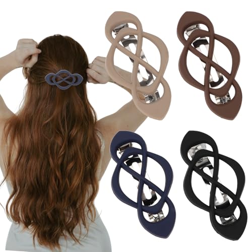 Padorul 4 Stück matte französische Haarspangen – Federklammern für halbe Pferdeschwanz, verschlungenes Schlaufen-Design mit sicherem Griff, rutschfeste Haarklammern für Frauen, ideal für feines oder Padorul 4 Stück matte französische Haarspangen – Federklammern für halbe Pferdeschwanz, verschlungenes Schlaufen-Design mit sicherem Griff, rutschfeste Haarklammern für Frauen, ideal für feines oder von Padorul