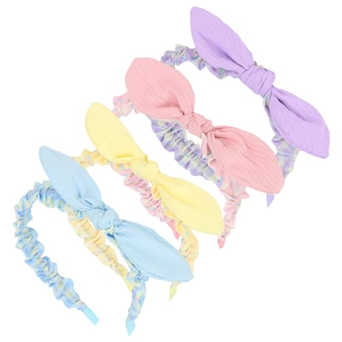Padorul 4 x Blumen-Schleifen-Haarbänder für Damen und Mädchen, weiche, dünne Haarreifen mit gedrucktem Design für Party, Hochzeit, täglichen Gebrauch, Haar-Accessoires Padorul 4 x Blumen-Schleifen-Haarbänder für Damen und Mädchen, weiche, dünne Haarreifen mit gedrucktem Design für Party, Hochzeit, täglichen Gebrauch, Haar-Accessoires von Padorul