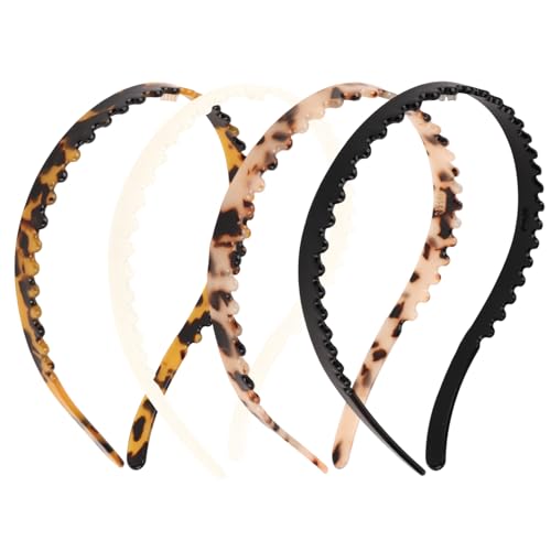 Padorul Acetat-Zähne, Kamm-Stirnbänder für Damen, rutschfester Griff, bequeme Passform für Sport und den täglichen Gebrauch, 4 Stück Padorul Acetat-Zähne, Kamm-Stirnbänder für Damen, rutschfester Griff, bequeme Passform für Sport und den täglichen Gebrauch, 4 Stück von Padorul