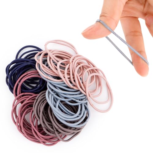 Padorul Elastische, dünne Haarbänder für Damen, mehrfarbig, dehnbar, Pferdeschwanz-Halter, Bommeln, kein Metall, zum Stylen, 100 Stück Padorul Elastische, dünne Haarbänder für Damen, mehrfarbig, dehnbar, Pferdeschwanz-Halter, Bommeln, kein Metall, zum Stylen, 100 Stück von Padorul