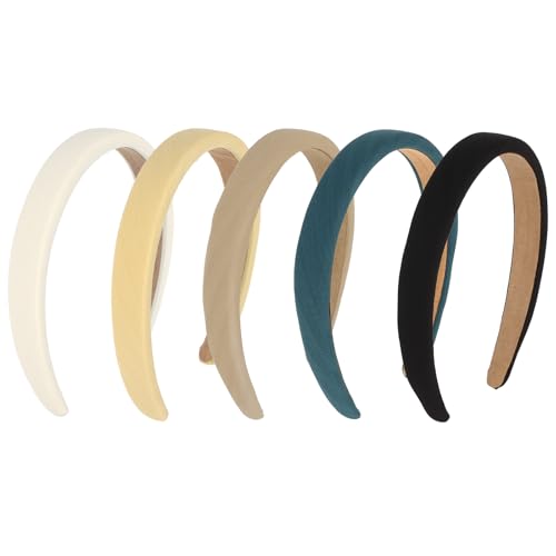 Padorul Flache Haarbänder für Damen, weich, breit, rutschfest, für Alltag, Arbeit, Party, Styling, bequemes Haar-Accessoire für Frauen und Mädchen, 5 Stück Padorul Flache Haarbänder für Damen, weich, breit, rutschfest, für Alltag, Arbeit, Party, Styling, bequemes Haar-Accessoire für Frauen und Mädchen, 5 Stück von Padorul