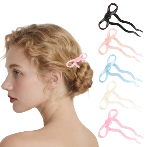 Padorul Französische Haarnadeln mit Schleife, Schmetterlings-Haarschmuck für Damen, sanfter Halt für Dutts, Chignons und alltägliche Styles, 5 Stück Padorul Französische Haarnadeln mit Schleife, Schmetterlings-Haarschmuck für Damen, sanfter Halt für Dutts, Chignons und alltägliche Styles, 5 Stück von Padorul