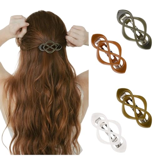 Padorul Französische Haarspangen – Federklammern für halbe Pferdeschwänze, verschlungenes Schlaufen-Design mit sicherem Griff, rutschfeste Haarklammern für Frauen, ideal für feines oder dickes Haar, 4 Padorul Französische Haarspangen – Federklammern für halbe Pferdeschwänze, verschlungenes Schlaufen-Design mit sicherem Griff, rutschfeste Haarklammern für Frauen, ideal für feines oder dickes Haar, 4 von Padorul