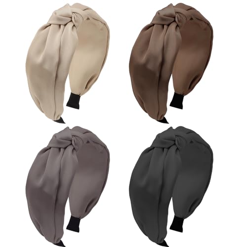 Padorul Geknotete Stirnbänder für Damen und Mädchen, weiche, breite, elastische Haarbänder, dehnbar, rutschfester Stoff, Haarschmuck, Boho-Stil, Kopfwickel für den täglichen Gebrauch, 4 Stück Padorul Geknotete Stirnbänder für Damen und Mädchen, weiche, breite, elastische Haarbänder, dehnbar, rutschfester Stoff, Haarschmuck, Boho-Stil, Kopfwickel für den täglichen Gebrauch, 4 Stück von Padorul