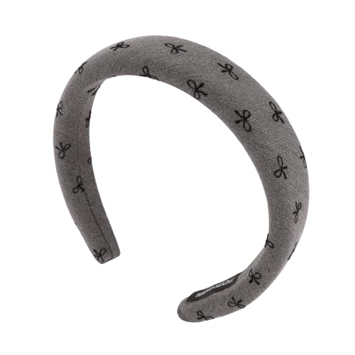 Padorul Grauer Schleifenaufdruck, breites Stoff-Stirnband, rutschfest, für Damen, schlichtes modisches Schleifen-Haarband, Accessoire für Make-up, Waschen des Gesichts Padorul Grauer Schleifenaufdruck, breites Stoff-Stirnband, rutschfest, für Damen, schlichtes modisches Schleifen-Haarband, Accessoire für Make-up, Waschen des Gesichts von Padorul