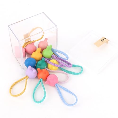 Padorul Haargummis für Damen, bunt, elastisch, mit 3 Anhängern (Kugel, Würfel, Kaninchen), rutschfeste Haarbänder für Damen und Mädchen, 30 Stück von Padorul