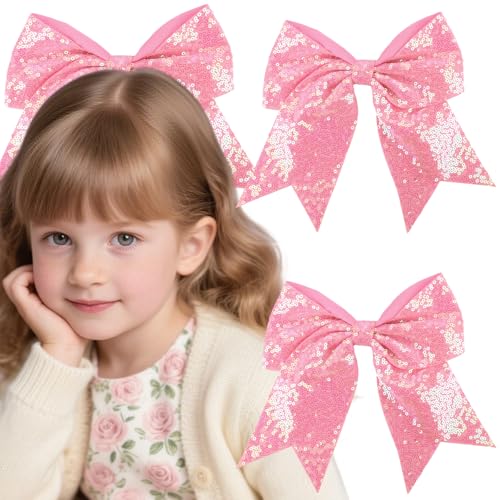 Padorul Haargummis mit rosa Schleife für Damen, 2 Stück, glitzernde Pailletten, glänzendes Haarband, Glitzer-Zubehör für Haarstyling, Haargummis, Pferdeschwanz-Halter Padorul Haargummis mit rosa Schleife für Damen, 2 Stück, glitzernde Pailletten, glänzendes Haarband, Glitzer-Zubehör für Haarstyling, Haargummis, Pferdeschwanz-Halter von Padorul