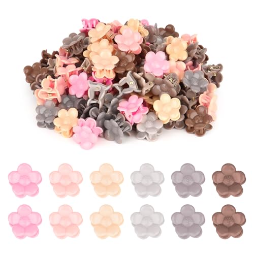 Padorul Haarspangen mit kleinen Blumen, rutschfest, für Damen, Mini-Haarnadeln, mehrfarbig, Blume, niedlich, Kunststoff, Zubehör für den täglichen Gebrauch, 100 Stück Padorul Haarspangen mit kleinen Blumen, rutschfest, für Damen, Mini-Haarnadeln, mehrfarbig, Blume, niedlich, Kunststoff, Zubehör für den täglichen Gebrauch, 100 Stück von Padorul