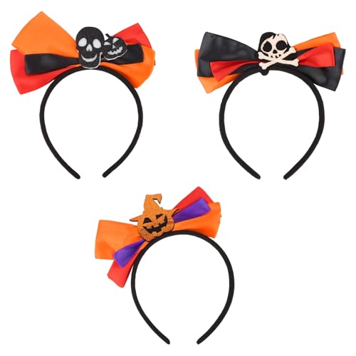 Padorul Halloween-Haarbänder, Schleifen-Haarschmuck mit Kürbis und Totenkopf, festliche Haarteile für Frauen, gruselige lustige Dekoration für Halloween-Party, 3 Stück Padorul Halloween-Haarbänder, Schleifen-Haarschmuck mit Kürbis und Totenkopf, festliche Haarteile für Frauen, gruselige lustige Dekoration für Halloween-Party, 3 Stück von Padorul