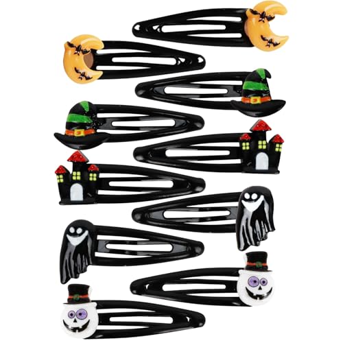 Padorul Halloween-Haarspangen für Mädchen – Gothic-Metall-Haarspangen, gruseliger Urlaubs-Haarschmuck für Damen, Teenager, Halloween-Partyzubehör, 10 Stück Padorul Halloween-Haarspangen für Mädchen – Gothic-Metall-Haarspangen, gruseliger Urlaubs-Haarschmuck für Damen, Teenager, Halloween-Partyzubehör, 10 Stück von Padorul