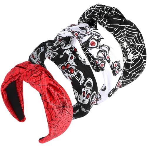 Padorul Halloween-Stirnbänder für Damen, elastisches Spinnennetz und Skelett, breite Haarbänder, Gothic-Party-Haarschmuck für Teenager, Erwachsene, Cosplay-Kostüm, 4 Stück Padorul Halloween-Stirnbänder für Damen, elastisches Spinnennetz und Skelett, breite Haarbänder, Gothic-Party-Haarschmuck für Teenager, Erwachsene, Cosplay-Kostüm, 4 Stück von Padorul