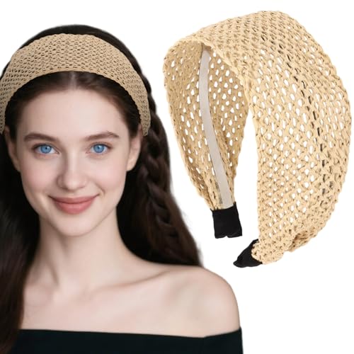 Padorul Stirnbänder für Frauenhaar, breites gestricktes Strohstrukturiertes Stirnband mit rutschfestem Design, atmungsaktiver Spitzenstrick, Haarschmuck für Frauen und Mädchen Padorul Stirnbänder für Frauenhaar, breites gestricktes Strohstrukturiertes Stirnband mit rutschfestem Design, atmungsaktiver Spitzenstrick, Haarschmuck für Frauen und Mädchen von Padorul