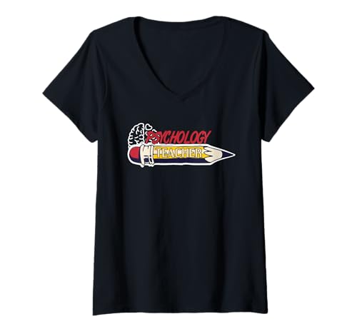 Damen Stolzer Psychologie Lehrer Gehirn Unterricht Spaß T-Shirt mit V-Ausschnitt von Pädagogik Fach Psychologie Unterricht Liebe
