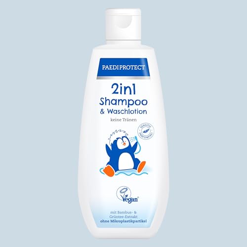 PAEDIPROTECT 2in1 Shampoo & Waschlotion für Babys & Kinder 200 ml, sanfte Reinigung & Haar ohne Parfüm & Mikroplastik, Duschgel spendet Feuchtigkeit für trockene, sensible Haut auch Erwachsene von PaediProtect