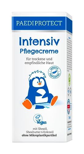 PAEDIPROTECT Intensiv Pflegecreme 75ml, spendet Feuchtigkeit bei trockener & gereizter Haut, lindert Juckreiz und beugt Entzündungen vor, parfümfreie Baby Creme für Gesicht, Körper & Hände, vegan von PaediProtect