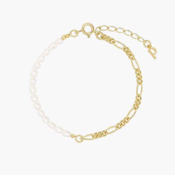 Paeoni Colors Halb Süßwasserperlen, halb Gliederkette – Armband aus 18k Gold Vermeil, 925 Sterling Silber von Paeoni Colors