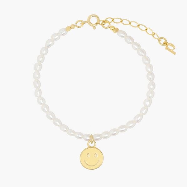 Paeoni Colors Smiley-Perlenarmband aus Süßwasserperlen und 18k Gold Vermeil, 925 Sterling Silber Paeoni Colors Smiley-Perlenarmband aus Süßwasserperlen und 18k Gold Vermeil, 925 Sterling Silber von Paeoni Colors