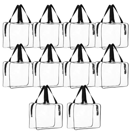 Große transparente Make-up-Kosmetik-Organizer-Tasche, Kunststoff-PVC-Tragetaschen mit Reißverschluss, tragbar, wasserdicht, transparent, Handtasche, Reisegepäck, 10 Stück Große transparente Make-up-Kosmetik-Organizer-Tasche, Kunststoff-PVC-Tragetaschen mit Reißverschluss, tragbar, wasserdicht, transparent, Handtasche, Reisegepäck, 10 Stück von Pafeooui