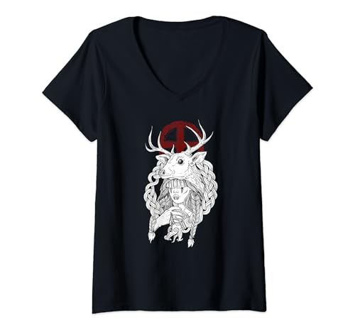 Damen Heilung Schamanenhemd für Wikinger T-Shirt mit V-Ausschnitt von Pagan Heilung tee folk music lovers norse apparel