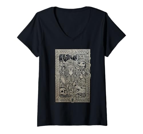 Damen Heilung Schamanenhemd für Wikinger T-Shirt mit V-Ausschnitt von Pagan Heilung tee folk music lovers norse apparel