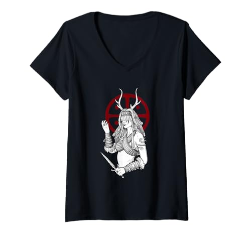 Damen Runen Heilung Schamanenhemd für Wikinger T-Shirt mit V-Ausschnitt von Pagan Heilung tee folk music lovers norse apparel