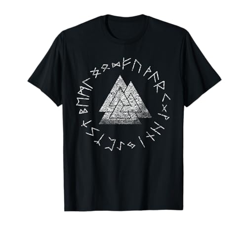 Vikings Valknut- und Rune nordischen Mythologie Distressed T-Shirt T-Shirt von Pagan and Viking Clothing