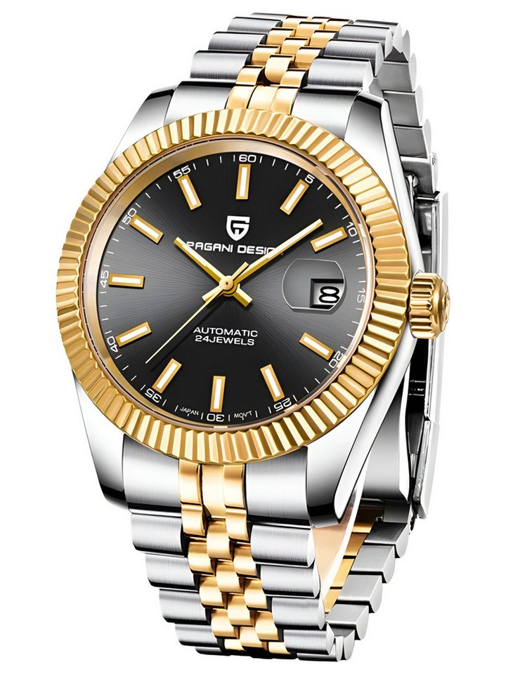 Pagani Design Automatikuhr Armbanduhr Herren Uhr Edelstahl Herrenuhr GTM, (inkl. Geschenkbox, mit Armbandkürzer), 42 mm Männer Uhr Saphirglas 100M Wasserdicht Mechanisch Datum von Pagani Design