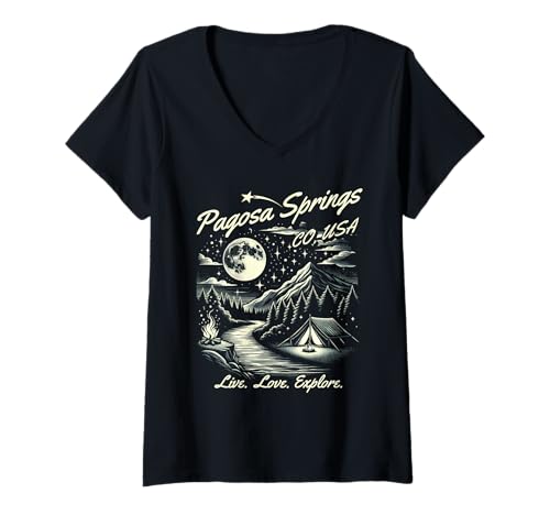 Damen Souvenir im Bergdesign von Pagosa Springs, Colorado, USA T-Shirt mit V-Ausschnitt Damen Souvenir im Bergdesign von Pagosa Springs, Colorado, USA T-Shirt mit V-Ausschnitt von Pagosa Springs Colorado Awesome Souvenir Designs