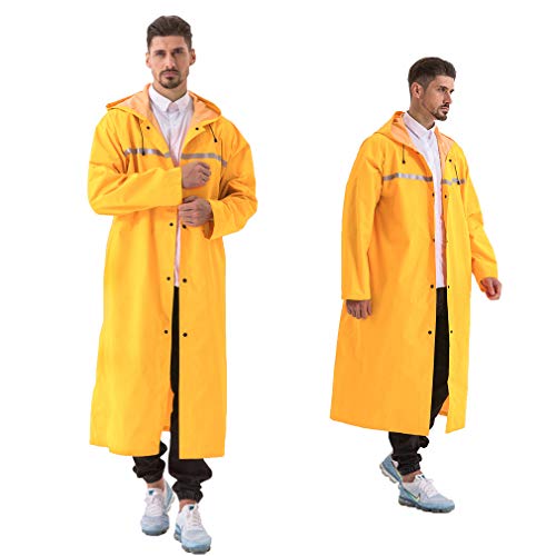 Pahajim Adult männer damen regenjacke wasserdicht Lang Regenponcho Wiederverwendbarer Regenjacke mit Verstellbarer Kapuze Leichte Wasserdichte Fahrrad Ponch Jacke für Regenmantel (XL) von Pahajim