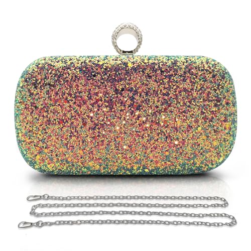 Pahajim Damen Clutch Glitzer Tasche Abendtasche Damen Elegante Kleine Handtasche Strass Clutch Umhängetasche für Hochzeit Party Date von Pahajim