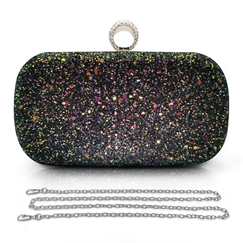 Pahajim Damen Clutch Glitzer Tasche Abendtasche Damen Elegante Kleine Handtasche Strass Clutch Umhängetasche für Hochzeit Party Date von Pahajim