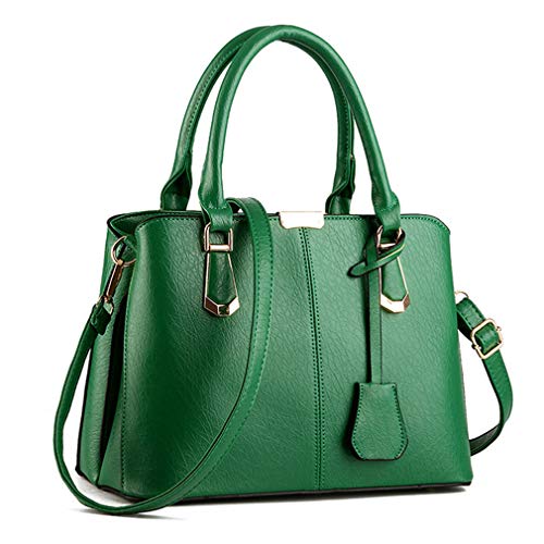 Pahajim Damen Henkeltasche Umhängetasche Handtasche PU Leder Umhängetasche Taschen Tote Leder Modern Frauen Henkeltasche Große Umhängetasche mit Anhänger Messenger Tasche (Grün) von Pahajim