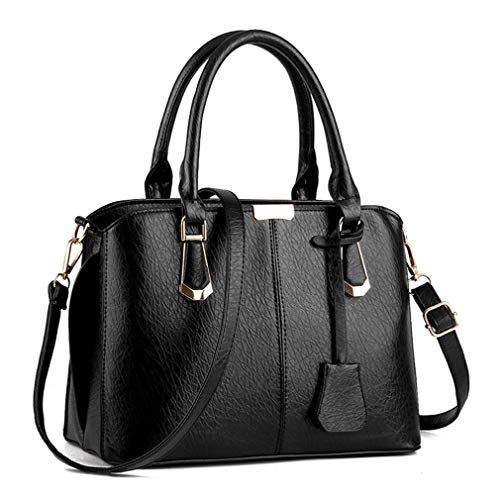 Pahajim Damen Henkeltasche Umhängetasche Handtasche PU Leder Umhängetasche Taschen Tote Leder Modern Frauen Henkeltasche Große Umhängetasche mit Anhänger Messenger Tasche (Schwarz) von Pahajim