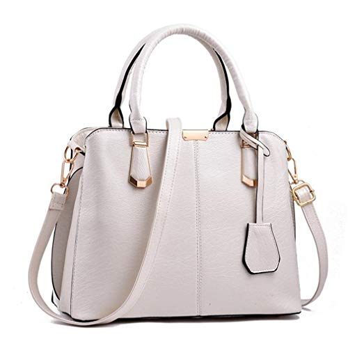 Pahajim Damen Henkeltasche Umhängetasche Handtasche PU Leder Umhängetasche Taschen Tote Leder Modern Frauen Henkeltasche Große Umhängetasche mit Anhänger Messenger Tasche (Weiß) von Pahajim