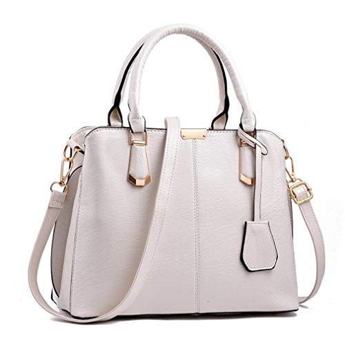 Pahajim Handtasche Damen Umhängetasche PU Ledertasche Tote Bag Damen Schultertaschen Mode Frauen Taschen mit Anhänger Messenger Tasche für Arbeit Einkaufen Party Reisen(Weiß) von Pahajim