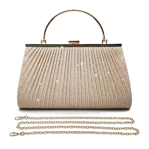 Pahajim Handtasche Damen Klein Clutch Glitzer Tasche Abendtasche Damen Elegante Brauttasche Umhängetasche für Hochzeit Party Date (Gold) von Pahajim