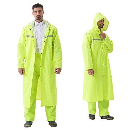 Pahajim Wasserdicht Regenponcho für Erwachsene Lang Regenmantel Damen Regenjacke Herren Atmungsaktiv Regencape mit Reißverschluss und Reflektierend Wiederverwendbar Rain Poncho für Outdoor von Pahajim