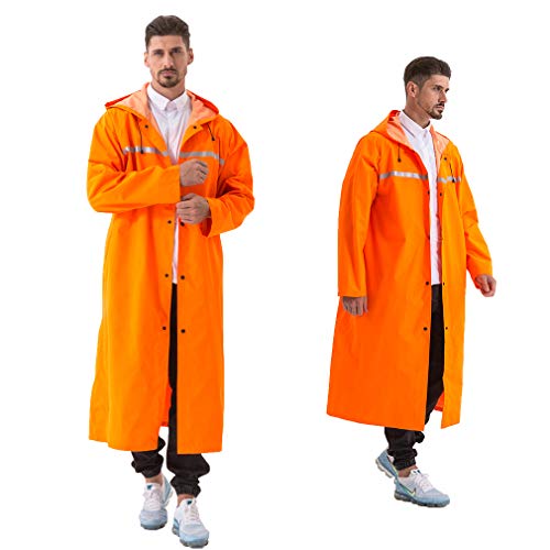 Pahajim Wiederverwendbarer Regenregenmantel mit Reflektierendem Klebeband Junior Erwachsene Frauen Männer Leichter Atmungsaktiver (XL, Orange) von Pahajim