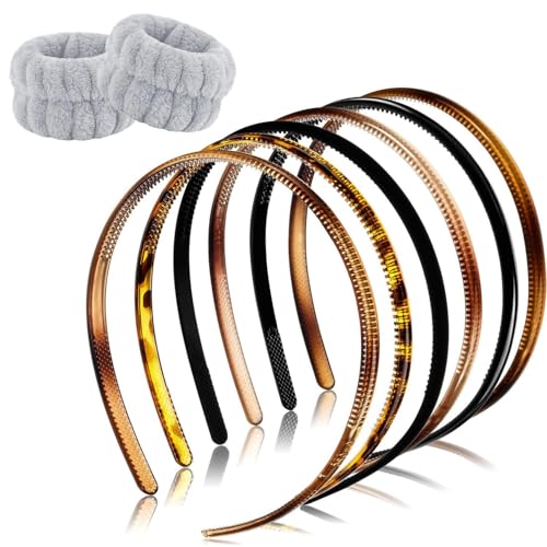 6 Stück Kunststoff-Stirnband mit Zähnen, Haarbänder, Haarschmuck, Hai-Zahnkamm, Haar-Zubehör, dünnes Stirnband für Workouts, Braut, Salon-Styling und den täglichen Gebrauch von Paicreate