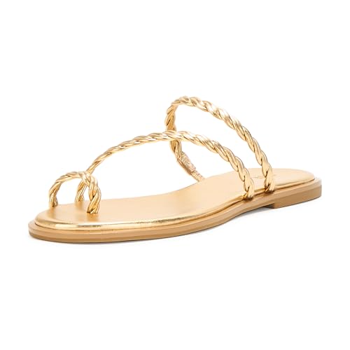 PAIGE Damen Allegra Flat Flache Sandale, Gold, 40 EU PAIGE Damen Allegra Flat Flache Sandale, Gold, 40 EU von Paige