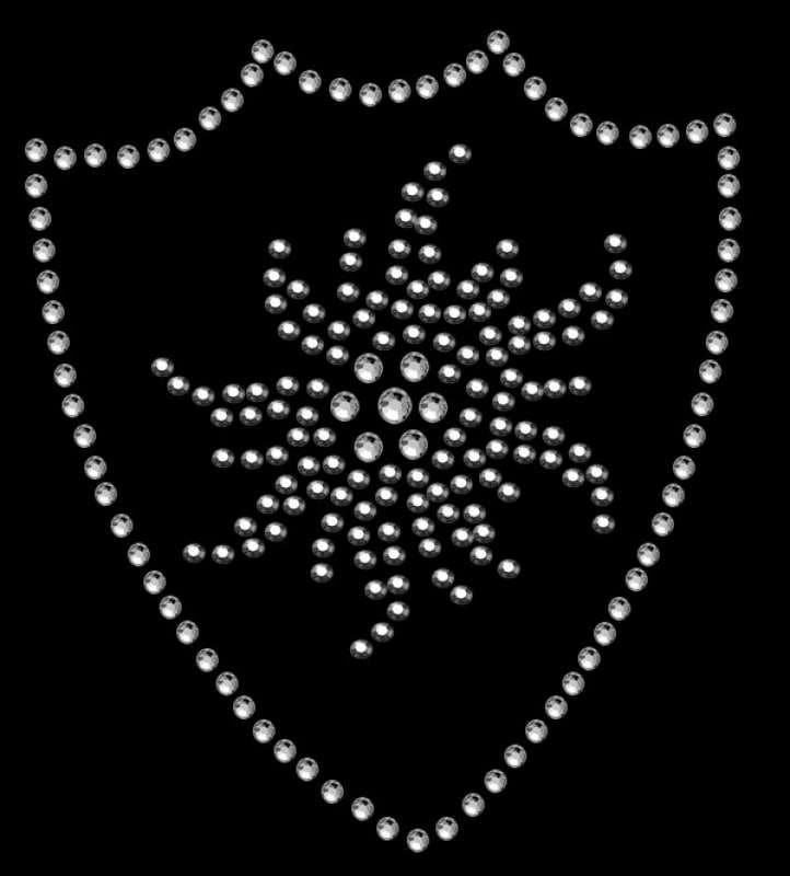 strass-/Nietenmotiv "Edelweiss-Emblem" 6x6, 9cm strass-/Nietenmotiv "Edelweiss-Emblem" 6x6, 9cm von PaillettenshopDE