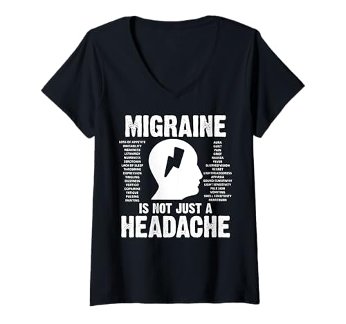 Damen It's Not Just A Headache Depression Pain Migräne Awareness T-Shirt mit V-Ausschnitt Damen It's Not Just A Headache Depression Pain Migräne Awareness T-Shirt mit V-Ausschnitt von -Pain Migraine Awareness-