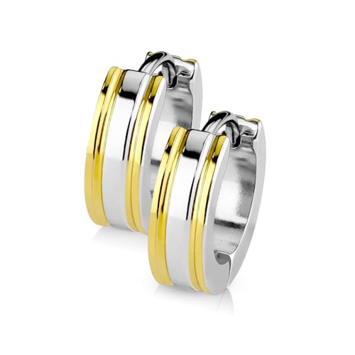 1 Paar Ohrringe 2-FARBIG aus Chirurgenstahl - Creolen in gold und silber für normale Ohrlöcher von Pain-is-Art