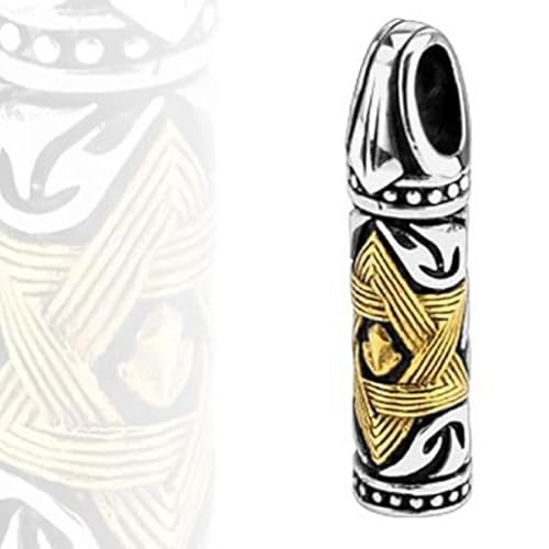 Pain-is-Art Halskette PATRONE MIT GOLDENEM DAVIDSTERN 316L Chirurgenstahl Anhänger 3,9 cm Bullet with Star of David Schmuck von Pain-is-Art