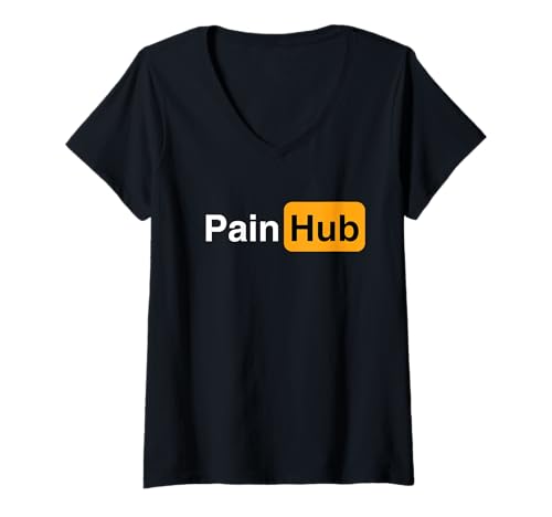 Damen PainHub Lustiges Design T-Shirt mit V-Ausschnitt von PainHub