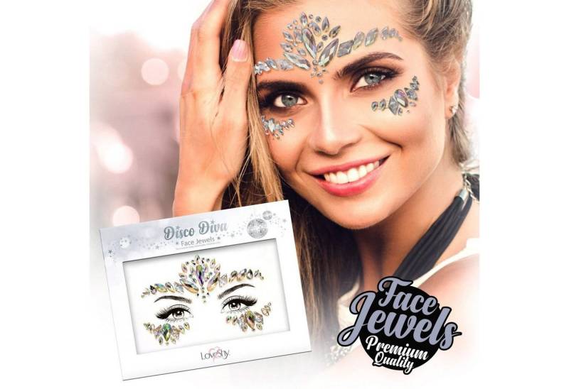 PaintGlow Strass-Tattoo Face Jewels 'Disco Diva' - Selbstklebende Glitzers von PaintGlow