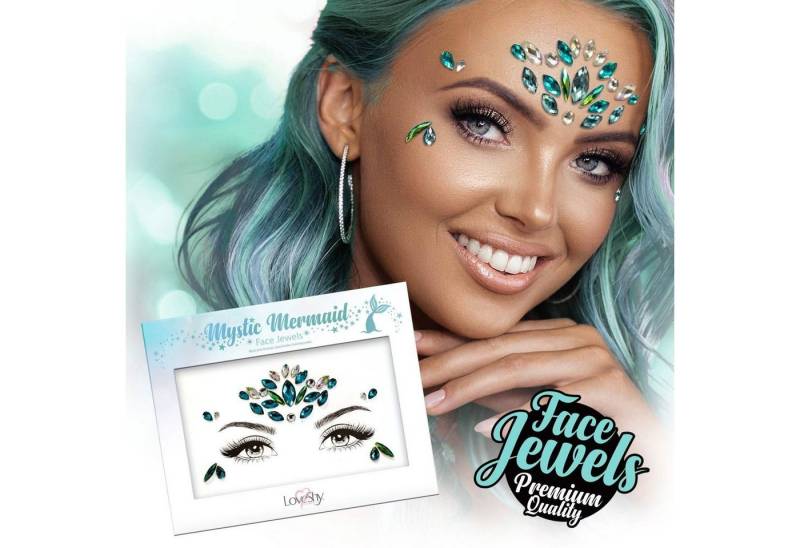 PaintGlow Strass-Tattoo Face Jewels 'Mystic Mermaid' - Selbstklebende Glit von PaintGlow